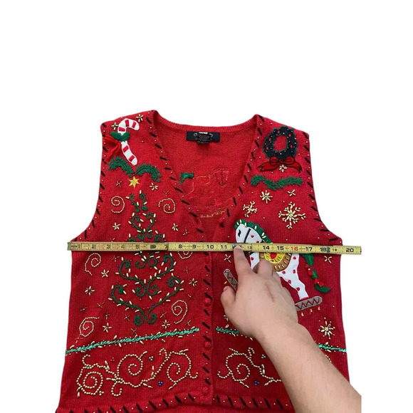 Segue Red Ugly Christmas Horse holiday knit sweater Vest Size Small - Picture 4 of 4